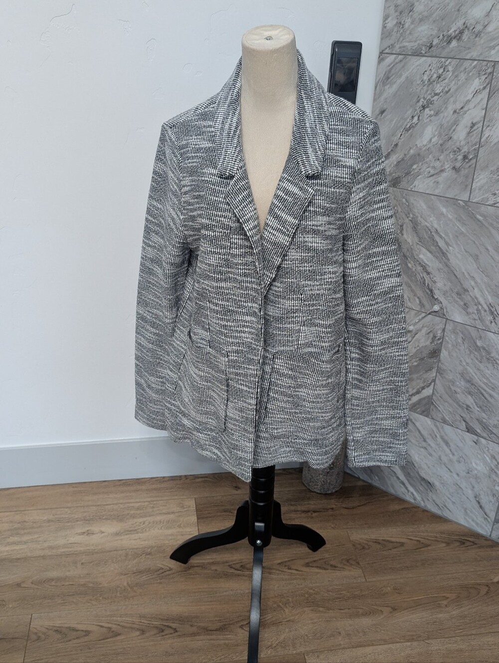 Topshop Gray Marled Knit Blazer Jacket